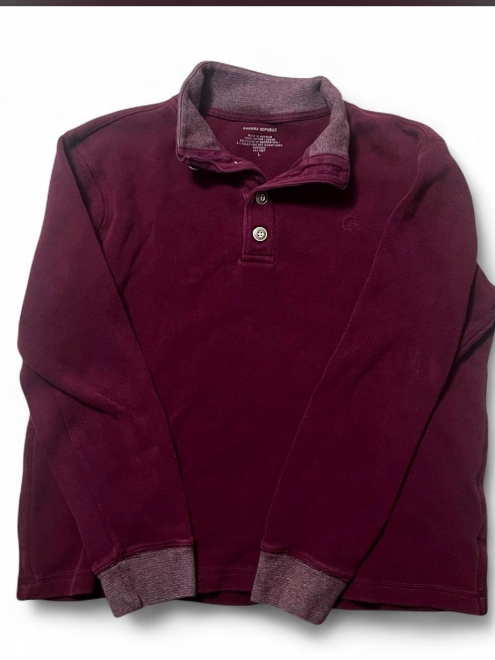 Banana Republic Men's Burgundy Quarter-Button Pullover #granolagirl